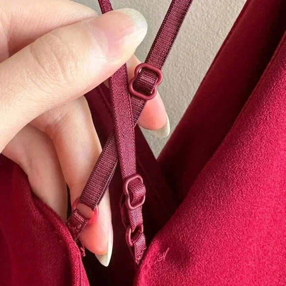 Windsor Strappy Dress Asymmetrical Slit, Red Wine Cocktail Dress, Size Small - Picture 14 of 16